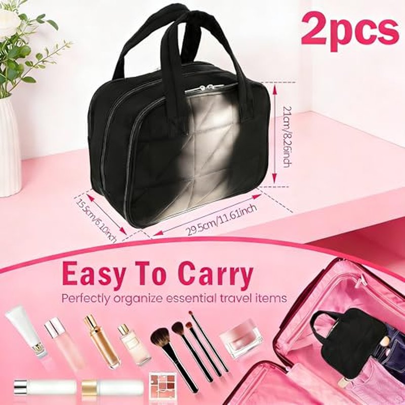2Pack Travel Toiletry Bag, 10L Wet Dry Separation Toiletry Bag With Handle, Waterproof Two Way Zipper Cosmetic Travel Large Capacity Compartmental Makeup Organizer Bag for Travel Trip