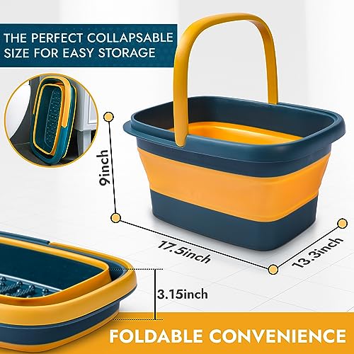 AllSett Health Collapsible Foot Soaking Tub - Foldable Orange Navy Home Spa