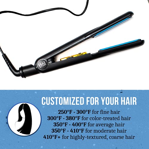 HAI Convertible Ceramic Hair Straightener - Professional Flat Iron for All Hair Types - Classic Blue