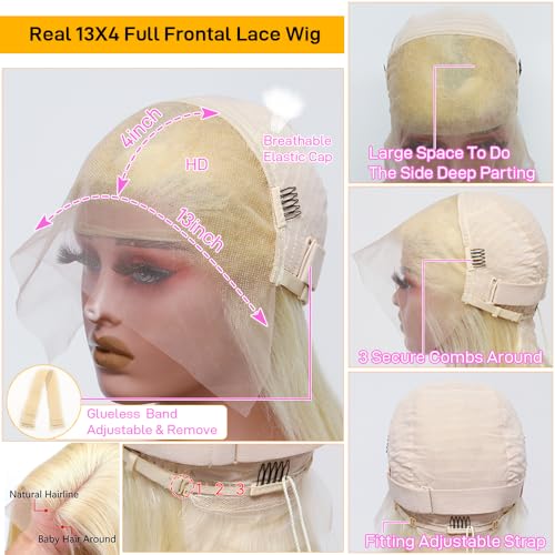 Blonde Human Hair Bob Wig 13x4 Lace Front Pre Plucked Hairline 8 Inch - Skydo 613 Variation