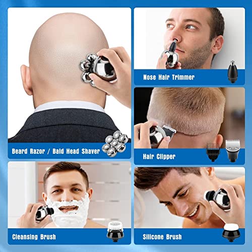 6-in-1 Electric Head Shaver for Bald Men Wet Dry Cordless Rechargeable Skull Razor