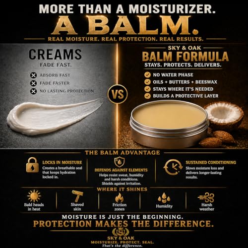 Bald Head Balm for Men 4 oz - Fragrance-Free Scalp & Face Moisturizer