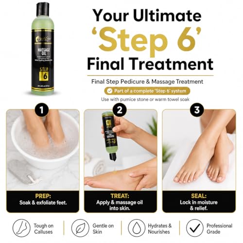 Foot Spa Pedicure Massage Oil with Callus Care - Cooling, 8 oz