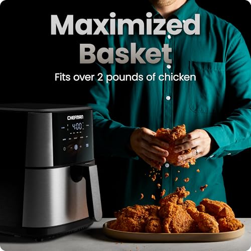 6 Quart Stainless Steel Air Fryer with 5-in-1 Functions and TurboFry 450°F