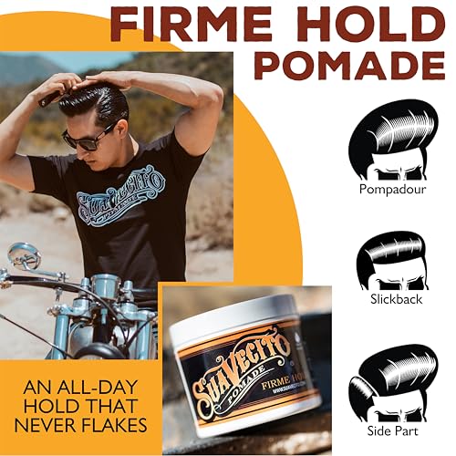 Suavecito Pomade Firme Strong Hold Hair Pomade 4 oz - 2 Pack, Medium Shine, Water-Based, Easy Wash Out, All-Day Style