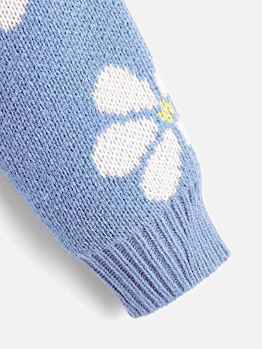 Girls' Floral Print V-Neck Cropped Sweater Jumper - 12 Years, Blue