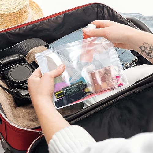 Xuniea 100 Pcs Mini Clear Makeup Bag PVC Small Travel Toiletry Organizer Pouches Bulk Waterproof Transparent Plastic Cosmetic Bag with Zipper for Women Men Travel(7.9'')