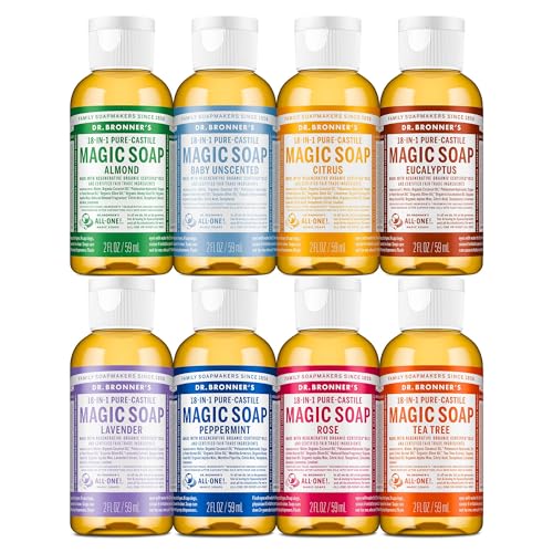 Liquid Castile Soap Multi-Purpose Vegan Organic 2oz Gift Pack