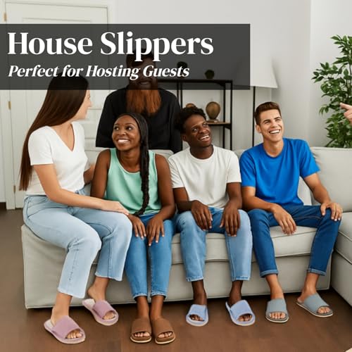 Washable Guest Slippers 10 Pack Open-Toe Non-Slip Spa Slippers Bulk Bulk with Thick Sole