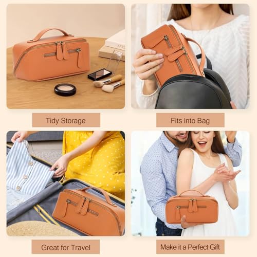 Divvia Brown 3L Waterproof Travel Makeup Bag with Divider & Handle