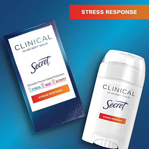 Secret Clinical Strength Stress Response Deodorant for Women - Soft Solid 1.6 Oz Pack of 3