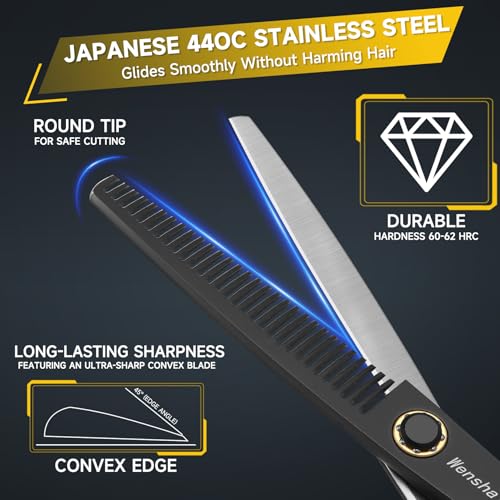 Wenshall 6 Inch Black Hair Thinning Scissors for Salon & Home