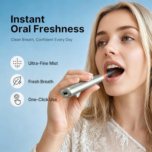 Electric Oral Spray - Probiotic Breath Freshener with 3 Flavors, Rechargeable Travel Size, Classic+3 Bombs Green