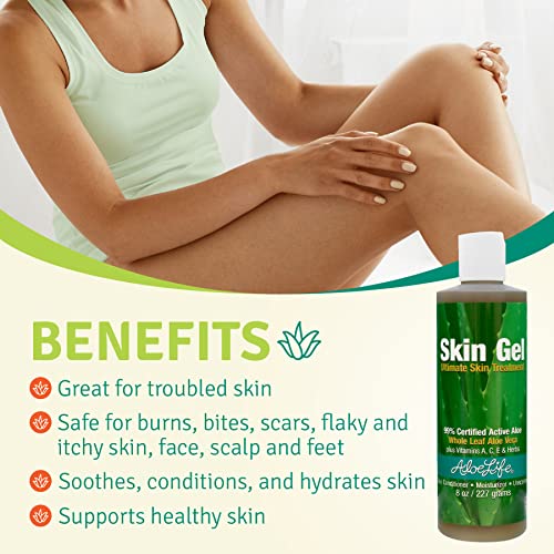 Aloe Vera Skin Gel 8oz - Organic Whole Leaf Aloe with Vitamins for Face & Body - Variation: Aloe Vera 8 Ounce