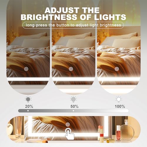 Hasipu Vanity Mirror with Lights, 11.4" x 13.8" LED Makeup Mirror with 10X Magnification, Smart Touch 3 Colors Dimmable, Brightness Adjustment, 360¡Æ Rotation, White