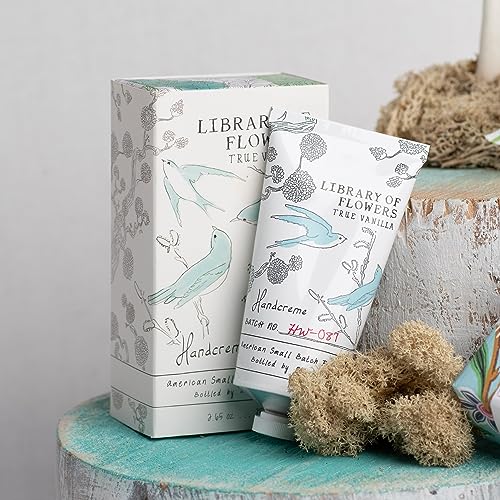 Library of Flowers True Vanilla Hydrating Hand Cream - Nourishing Moisturizer for Soft Skin, Travel Size