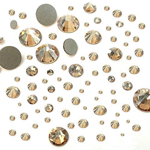 144 PCS Swarovski Flatbacks Crystal Gold Shadow Assorted Sizes for Crafts