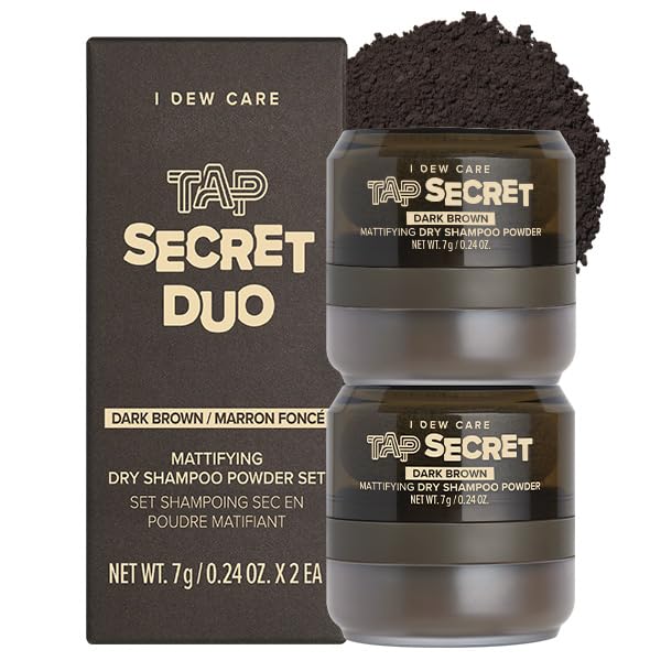 Dry Shampoo Powder for Dark Brown Hair - Mattifying Hair Refresh Duo Set