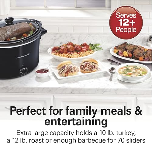 Hamilton Beach 10 Quart Portable Slow Cooker Black - Large Capacity, Easy Carry & Spill-Resistant Lid