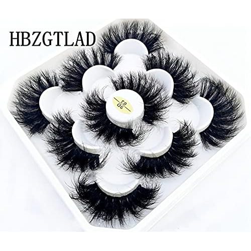 HBZGTLAD new 5 Pairs 25 mm 3d Mink Lashes Bulk Faux with Custom Natural Mink Lashes Pack Short Wholesales False Eyelashes (9D-03)