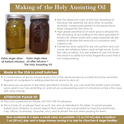 Sacred Anointing Oil with Myrrh, Cinnamon & Olive Oil - Biblical Spiritually Inspired 1 fl oz
