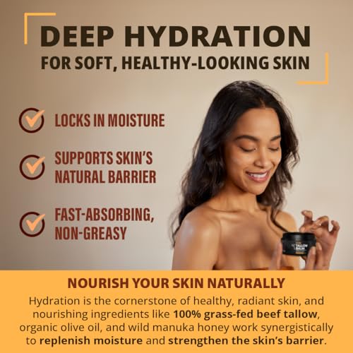 TETON Grass-Fed Beef Tallow Face & Body Moisturizer with Manuka Honey 2oz