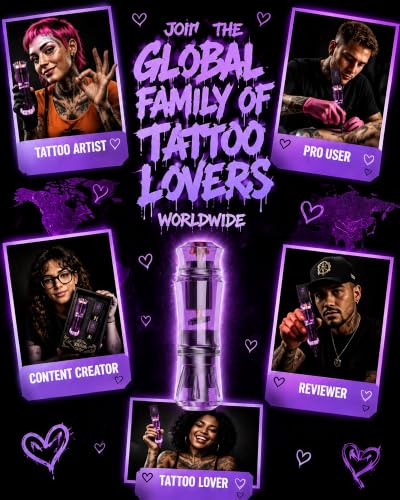 Wireless Tattoo Gun Kit with 2 Batteries - Purple for Beginners