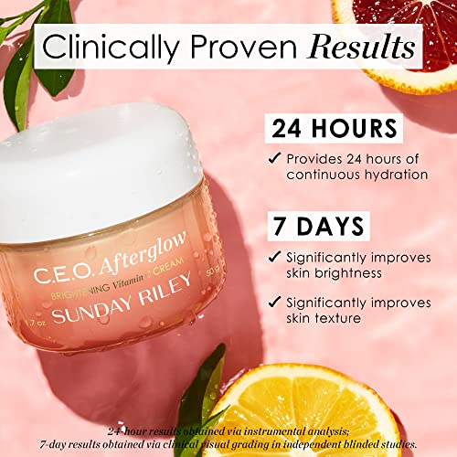 Sunday Riley C.E.O. Afterglow Brightening Vitamin C Cream Face Moisturizer 1.7 Fl Oz
