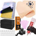 614Pcs Tattoo Practice Kit for Beginners with Fake Skin Sheets Ink Caps & Accessories