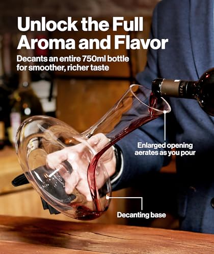 Large Crystal Wine Decanter with Built-in Aerator - Elegant Red Wine Carafe