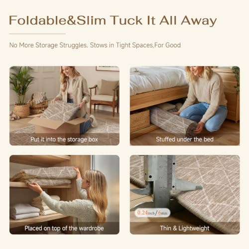 HUGEAR 6x9 Brown Washable Area Rug for Living Room - Non-Slip, Easy Clean