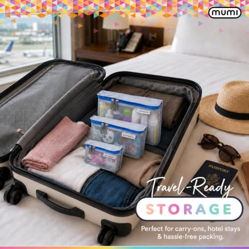 Travel Toiletry Bag Set of 3 - Clear TSA Approved Aqua Variation