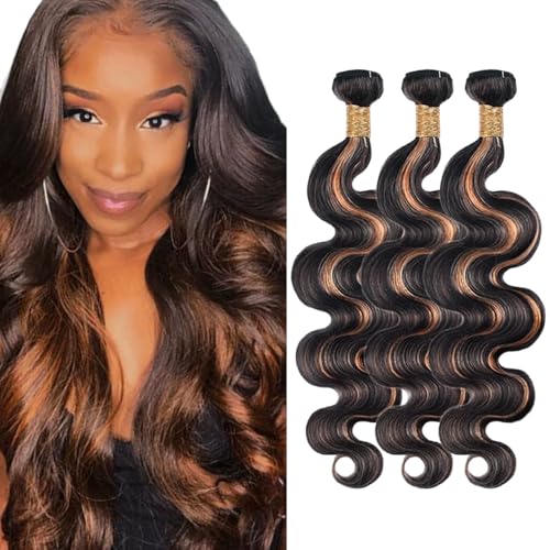 Lukcttr Ombre Brown Body Wave Human Hair Bundles P1B30 12-16 Inch Natural Hair