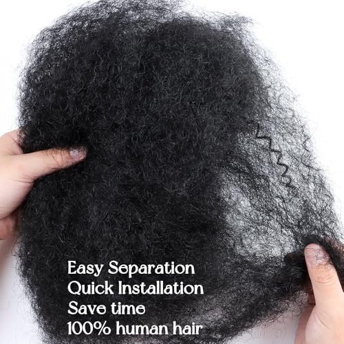 2 Pack 12 Inch Afro Kinky Human Hair Extensions for Dreadlocks & Loc Repair - Natural Black