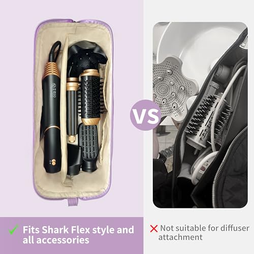 Shark Flex Style Case,Hair Tools Travel Organizer, Holds FlexFusion Attachments, Blow Dryer, Curling Iron, Styling Tools (Purple)