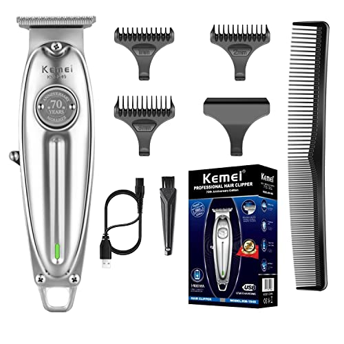 Cordless T-Blade Beard & Hair Trimmer for Men — Silver, KM-19499