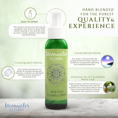 Smudge Spray Bundle - White Sage Smudge Spray and Sage Soap for Cleansing Negativity, Smokeless Smudging Kit to Support Positive Aura, and Cleansing Negative Energy-8oz by Moonwater Elixirs