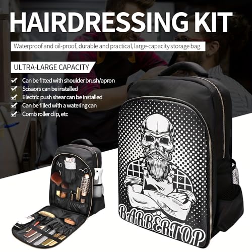 White Barber Travel Backpack Bag for Clippers & Supplies, Large Organizer, Portable Hairstylist Bag