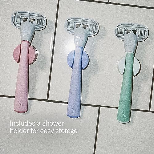 Salvia Flamingo 5-Blade Razor Kit for Women with Handle, Gel & Holder - Pack of 2