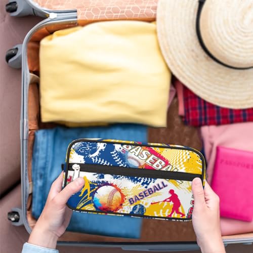Travel Toiletry Bag for Women & Men,Waterproof Lightweight Makeup Cosmetic Bag Organizer with Handle & Zip Pockets Shaving Toiletries Bag for Gym,Beach - Baseball