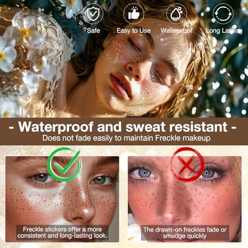 Glitter Freckles Face Tattoo, 24 Count Brown Face Glitter Speckles Makeup Patches, Glow Up Makeup Patches, Cute Glitter Freckles Makeup Accessories for Women