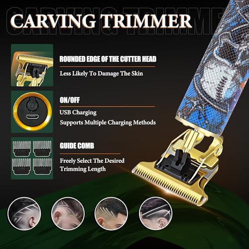 Hair Clippers for Men, Professional Cordless Rechargeable Transparent Plastic Clipper Set, Electric Trimmer for Men, Nose and Ear Hair Trimmer with Comb, Wrap, Bag, Men's Birthday Christmas Gifts