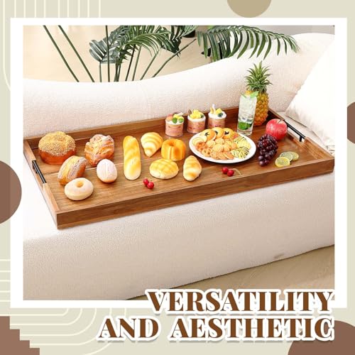 Blushtier 32 x 18 Inch Large Wooden Serving Tray with Square Corners, Rustic Acacia