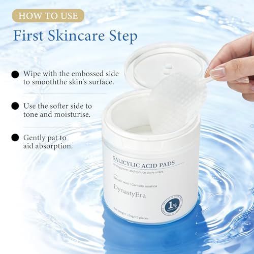 Exfoliating Toner Pads for Face & Body with Salicylic Acid, Cica & Hyaluronic Acid, 70 Count