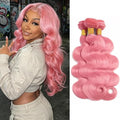 Pink Body Wave Human Hair Bundles - 3 Pack 10-14 Inch Brazilian Virgin Hair
