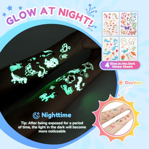 Kids Glitter Tattoo Kit with 36 Colors Glow in Dark & Body Art Supplies