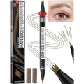 Microblading Eyebrow Pen - Eyebrow Pencil Magical 2-in-1 Dual-Ended Waterproof Eye Brow Pencils for Women with 4-Fork-Tip & Precise Brush-Tip for Natural Hair Like Strokes, Last All-Day, Light Brown
