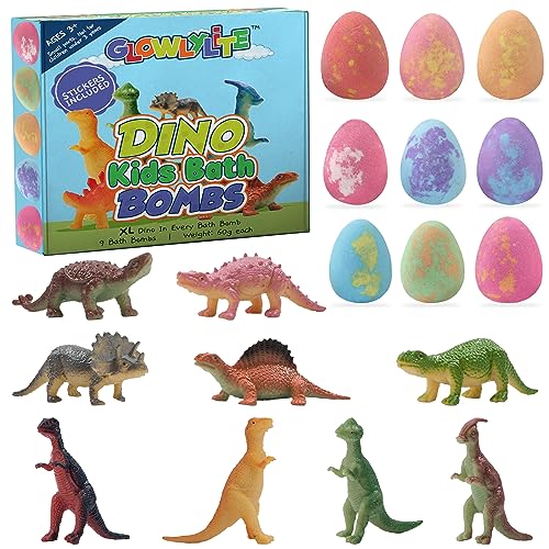 Bath Bombs | 9 Pack Organic Bath Bomb For Kids With Surprise Inside | Organic Bubble Bath Fizzies With Toys, Fun Birthday Gift And Stocking Stuffer for Boys and Girls, Perfect for Bath Time
