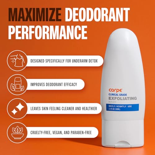 Carpe Underarm Exfoliating Scrub 3.3 Fl Oz Pack of 2 - Sensitive Skin Body Odor Remover