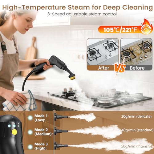 Green 2500W Handheld Steam Cleaner with 16 Accessories for Deep Home Cleaning